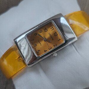 Geneva Girls Watch Yellow Cuff Band Analog Quartz Women Wrist Watch